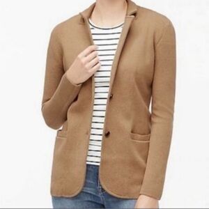J. Crew Camel Cotton Knit Sweater Blazer Two Button Closure Size Medium